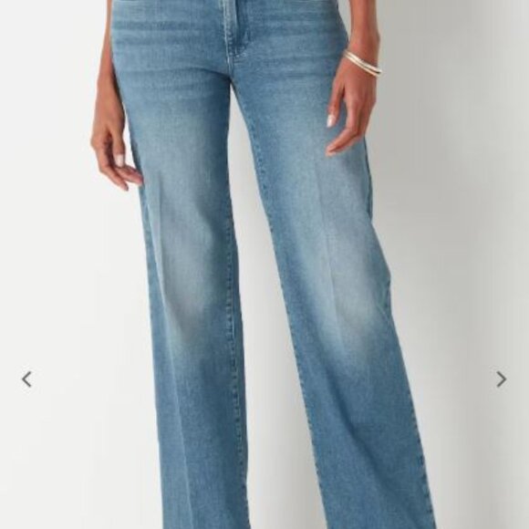 J.Jill High-Rise Creased-Front Full-Leg Jeans Size 16P Wide Leg Denim Marin Wash - Picture 3 of 14